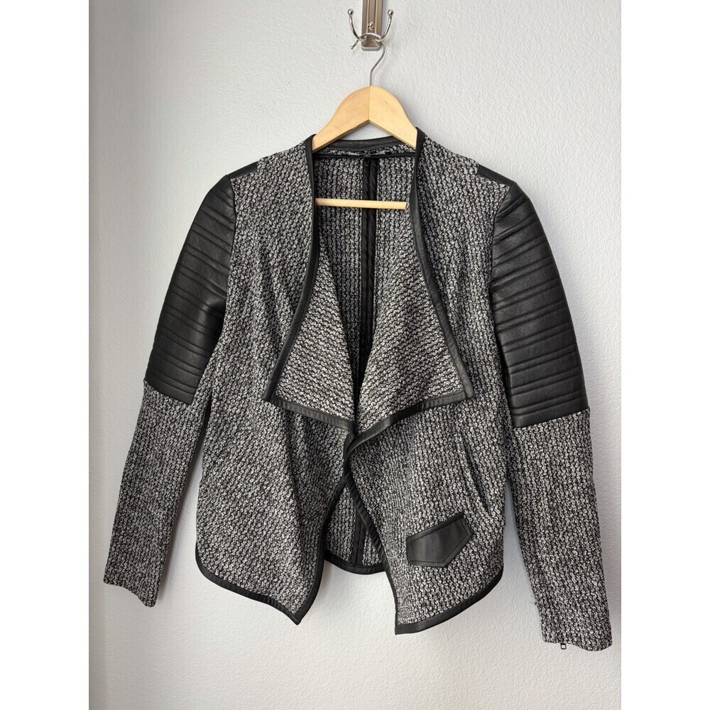 Generation Love SIZE SMALL TWEED Moto jacket black and white faux rocker chic